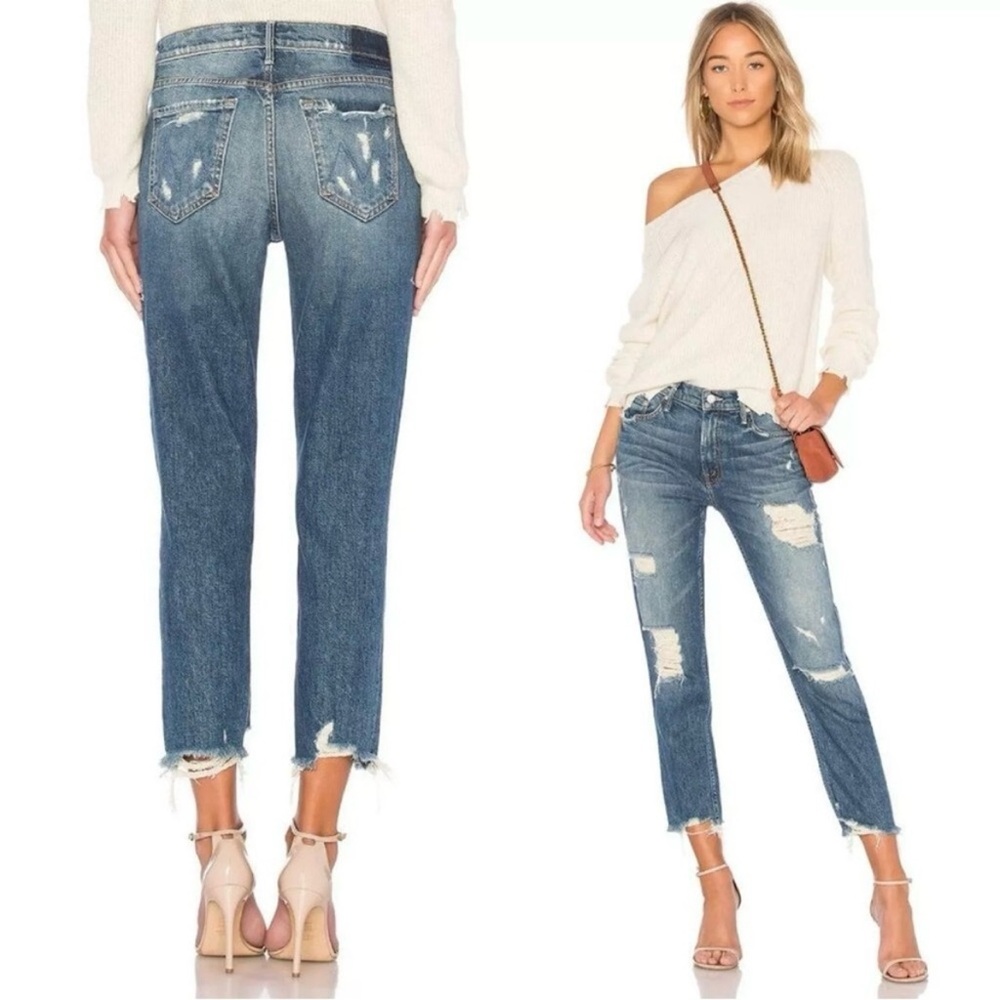 MOTHER Ankle Cropped Distressed Jeans | The Sinner Wash